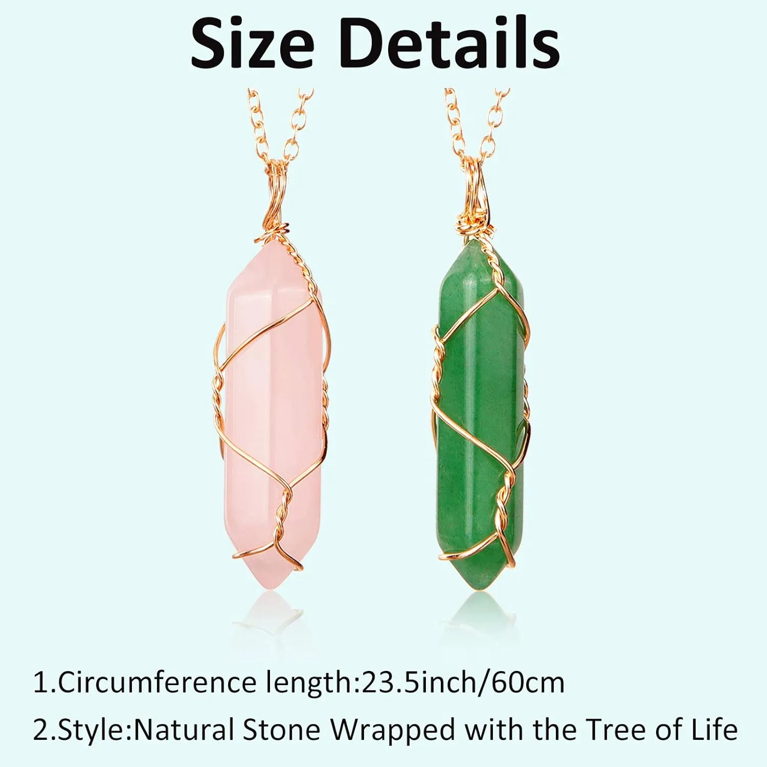 10 Pieces Hexagonal Crystal Pendant Necklace, Natural Quartz Stone Pendant Necklace, Healing Crystal Full Wire Wrap Gemstone Necklace for Women Girls