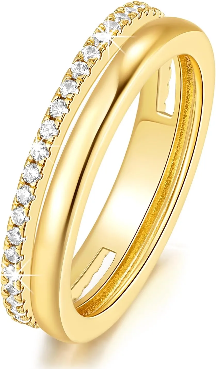 14K Gold Non Tarnish Rings for Women Thick Dainty Effortless Chic Bold Versatile Women Gold Rings 5-9