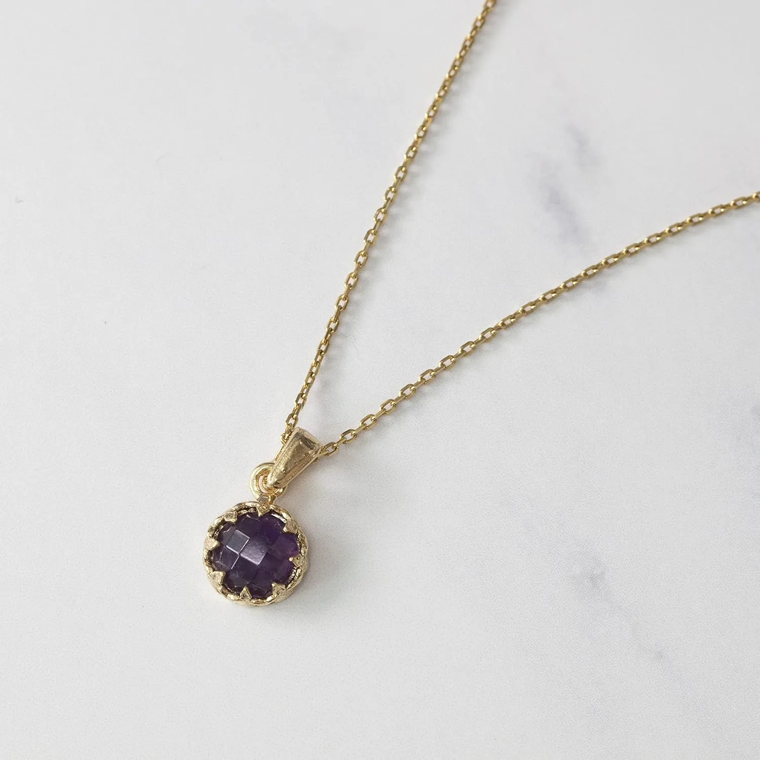 14K Gold Plated Amethyst Necklaces for Women - Amethyst Birthstone Necklace - Gold over 925 Sterling Silver - Gold Pendant Necklaces - Gold Minimalist Jewelry for Women - Prom Necklace