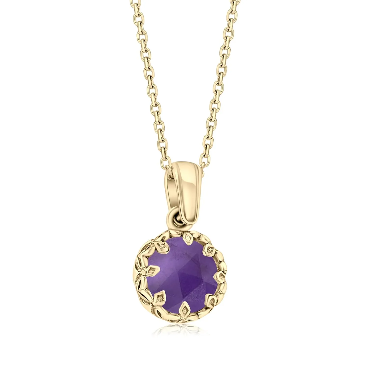 14K Gold Plated Amethyst Necklaces for Women - Amethyst Birthstone Necklace - Gold over 925 Sterling Silver - Gold Pendant Necklaces - Gold Minimalist Jewelry for Women - Prom Necklace