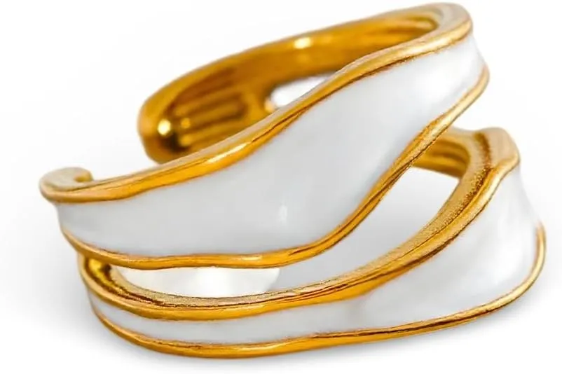 14K Gold Plated Ring for Women Non Tarnish | Waterproof, Hypoallergenic Jewelry | Stackable, Index Finger  Stylish Open Band for Everyday Wear