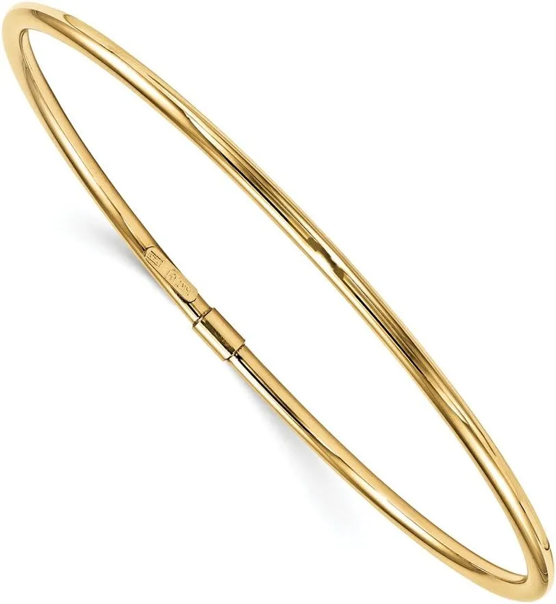 14k Yellow Gold Bangle Cuff Bracelet (Width = 2mm)