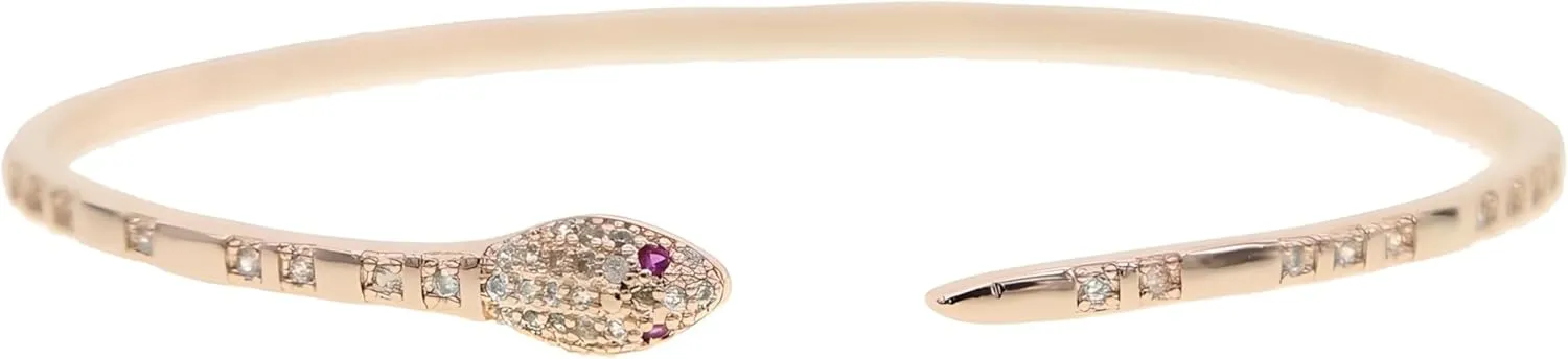 14K Yellow Gold Medusa Bracelet, Steling Silver Medusa Snake Charm Bracelets For Elegant Women, Cubic Zirconia Bracelet & Bangle Adjustable Pulseras Mujer, Animal Snake Bangles Cuff