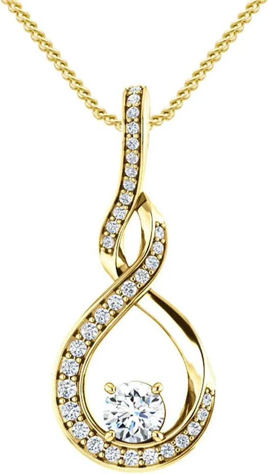 14K Yellow Gold Plated 925 Sterling Silver Infinity Necklaces for Women, 18 Inch