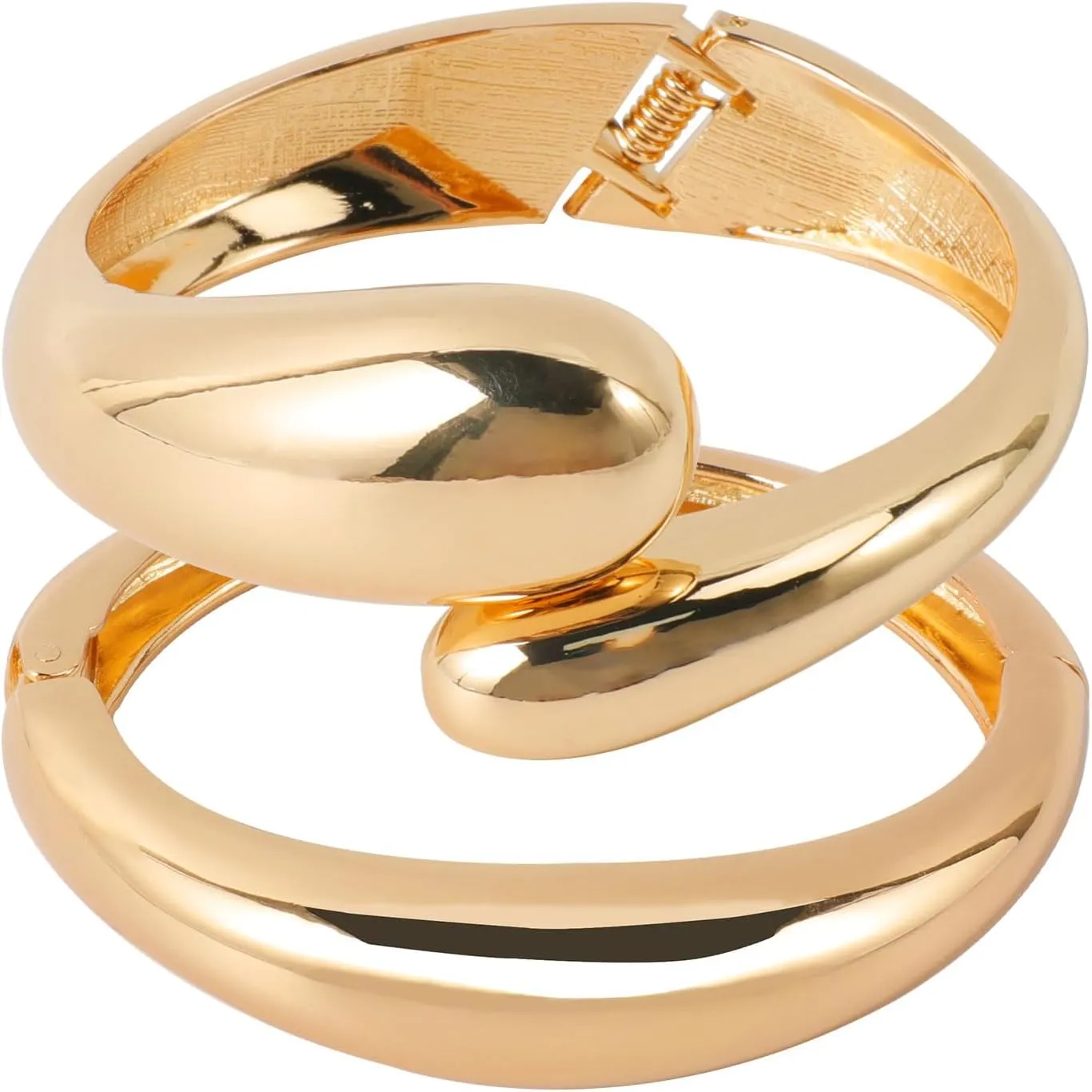 2 Pcs Chunky Gold Bangles Bracelets for Women, Big Gold Arm Cuff Statement Bracelets Stack Body Jewelry for Women, Thick Plus Size Bangle Sets Teardrop Bracelet Gold Accessories Christmas Gifts