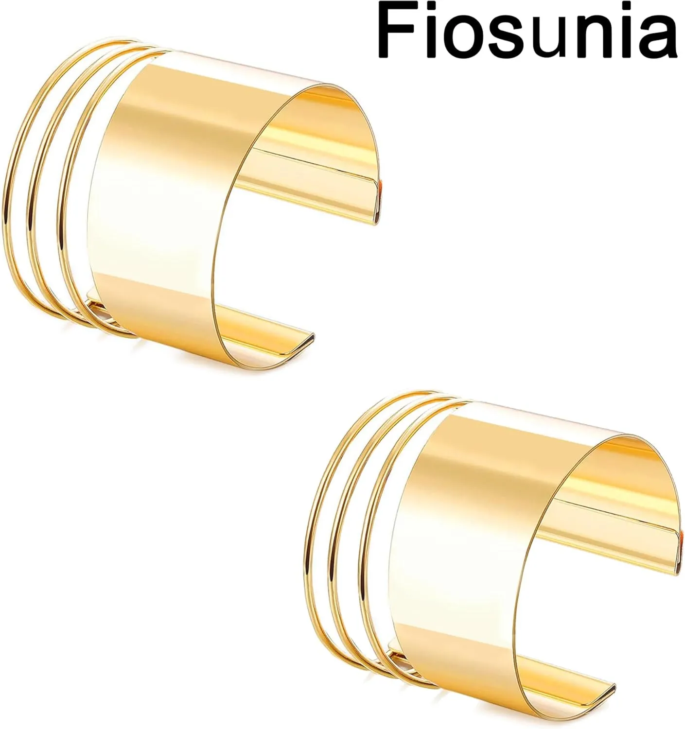 2 Pcs Cuff Bangle Bracelets for Women Open Wide Wire Bracelets Gold Wrist Cuff Wrap Bracelets Adjustable