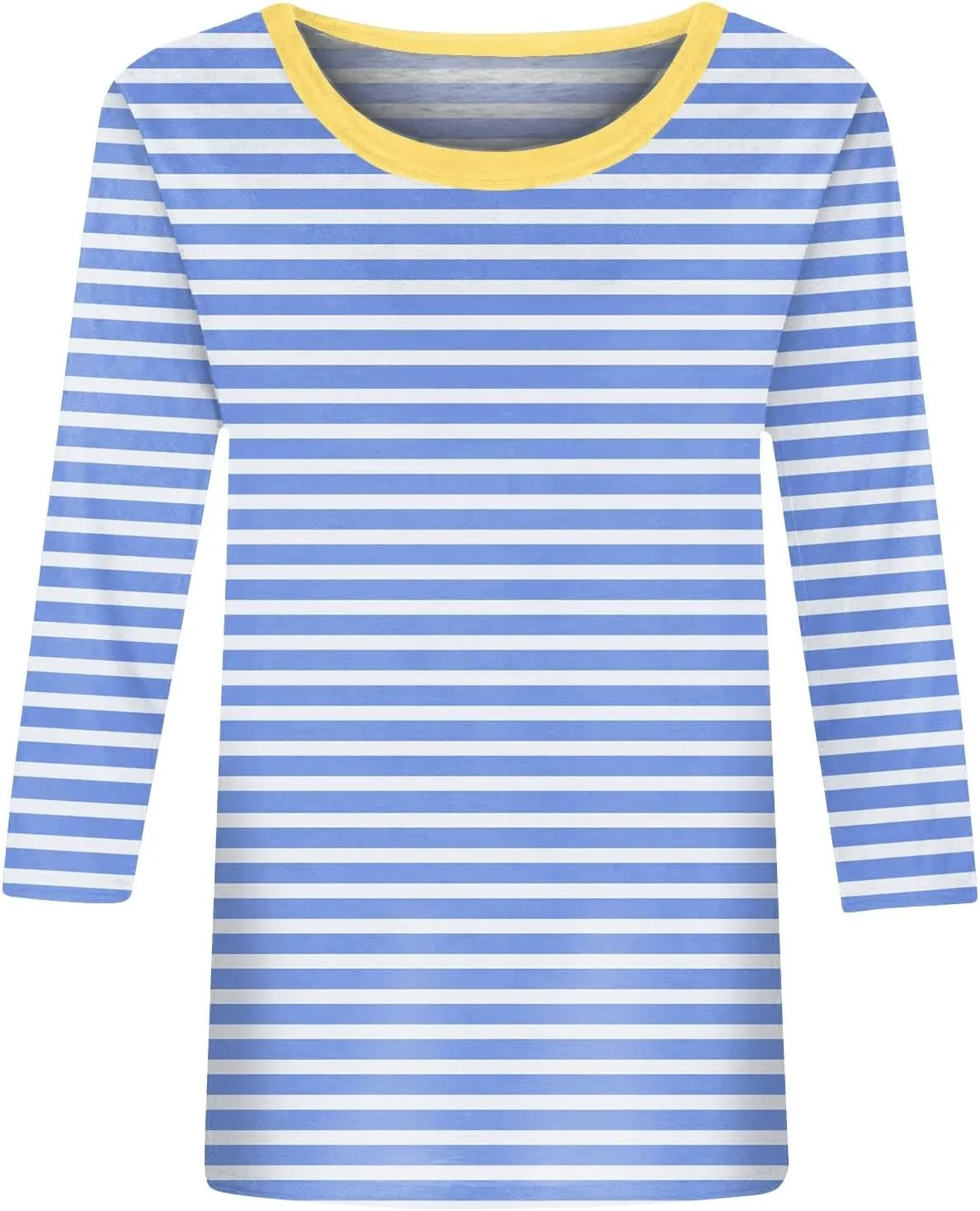 3/4 Length Sleeve Womens Tops Summer Three Quarter Striped Shirts Dressy Casual Printed Tunic Tops Women Blouses