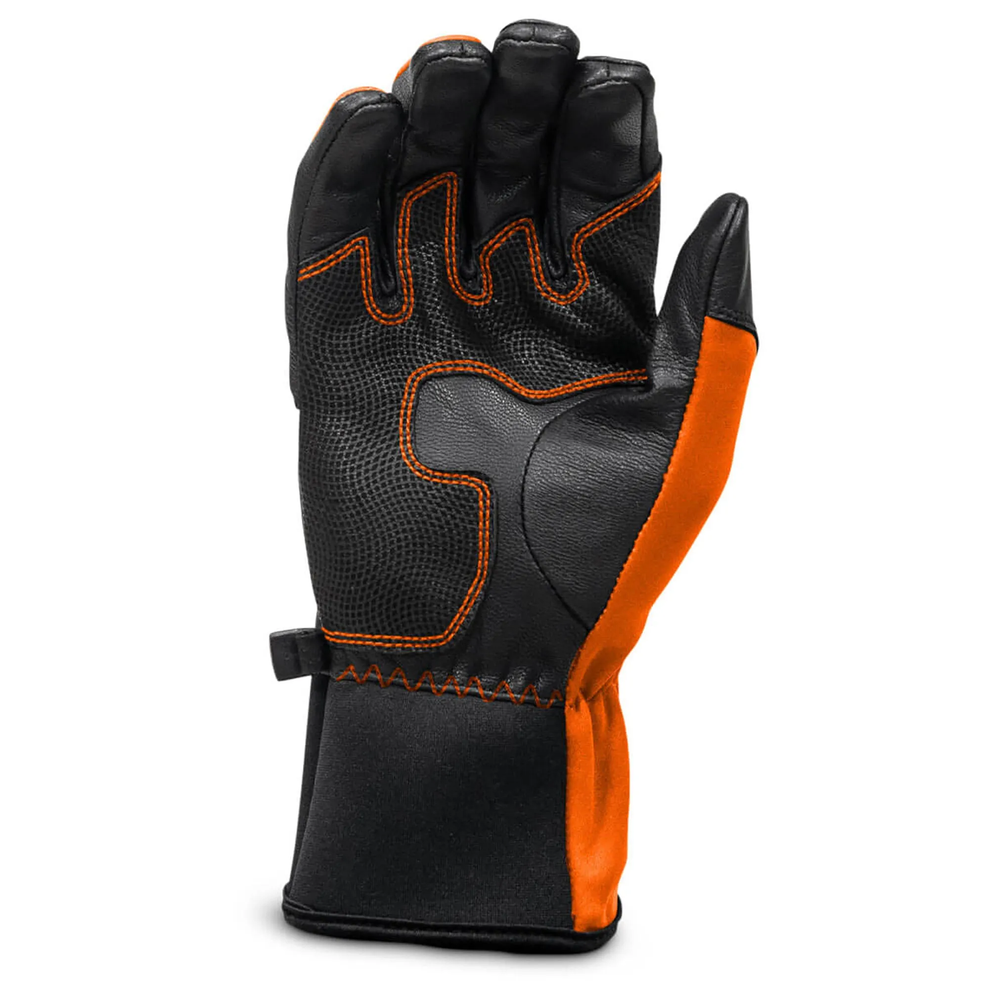 509  Factor Pro Snowmobile Gloves Leather Windproof Neoprene Cuff Race Orange