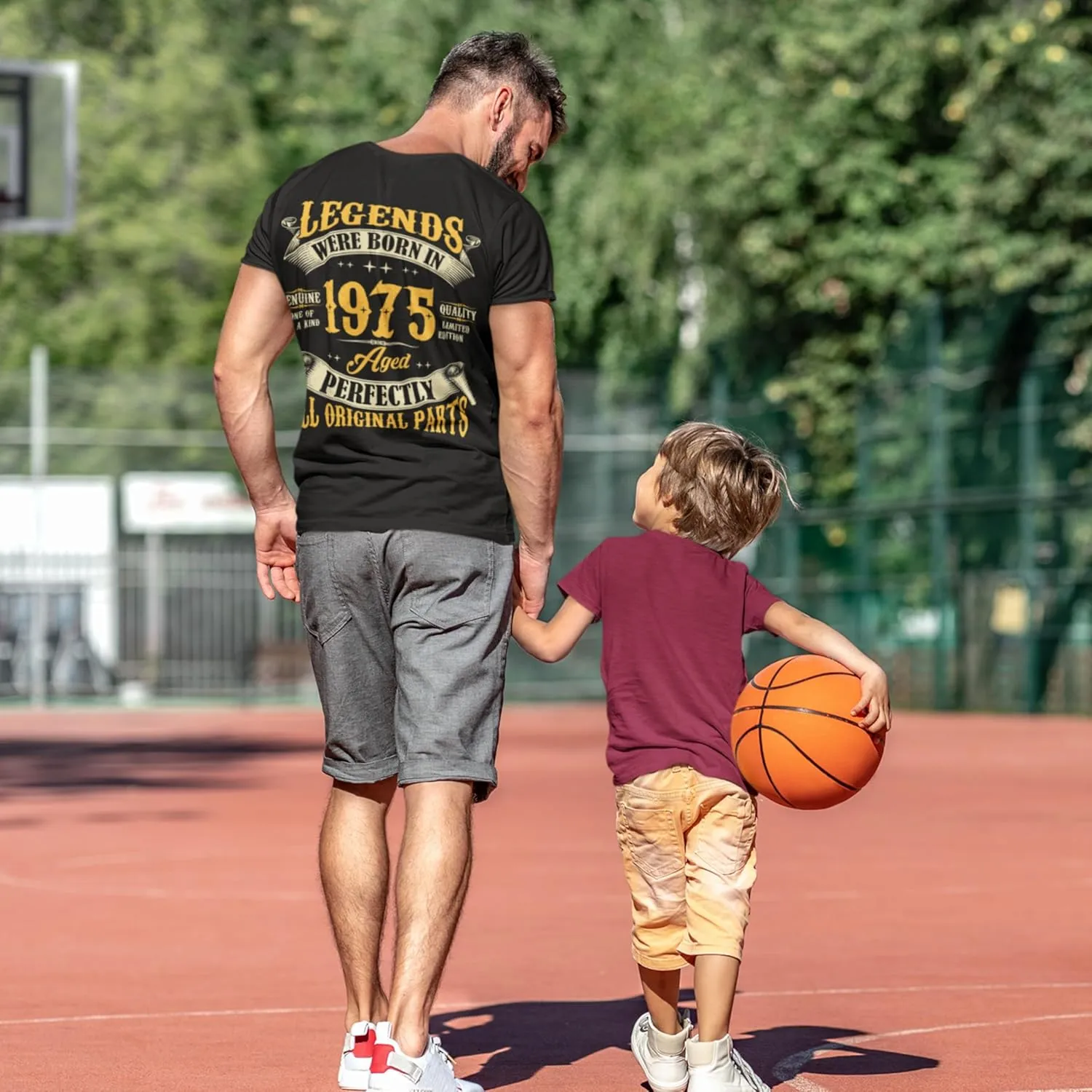 50th Birthday Shirt for Men, Legends were Born in 1975, Vintage 50 Years Old T-Shirt, Left Chest & Full Back Print