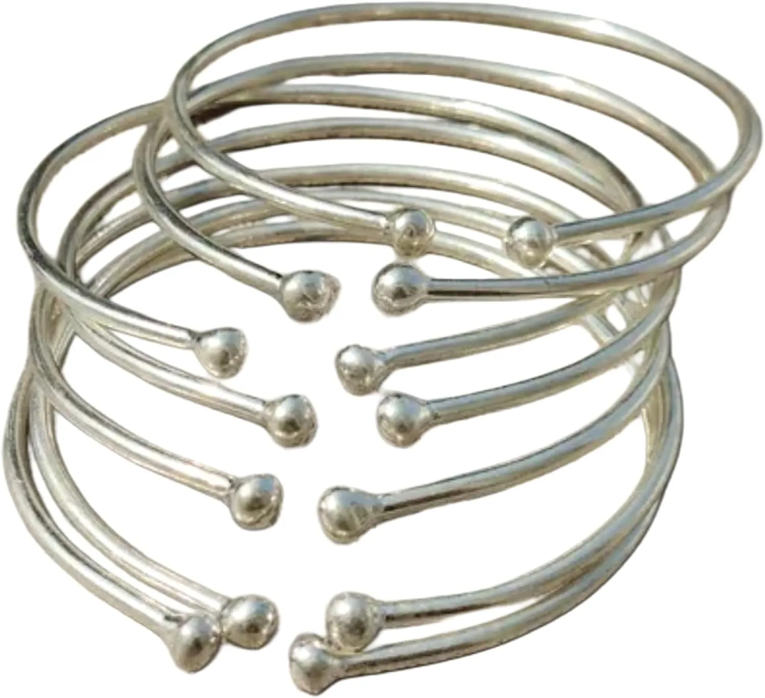 7 Set Adjustable Bangles ?C Stackable 925 Silver Open Cuff Bangles for Women ?C Boho Minimalist Layered Jewelry Gift Set ?C West Indian Silver Bracelet?C Silver Boho Bangle For Women
