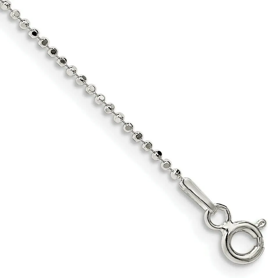 925 Sterling Silver 1.05mm Square Beaded Chain Anklet Ankle Beach Bracelet Ball