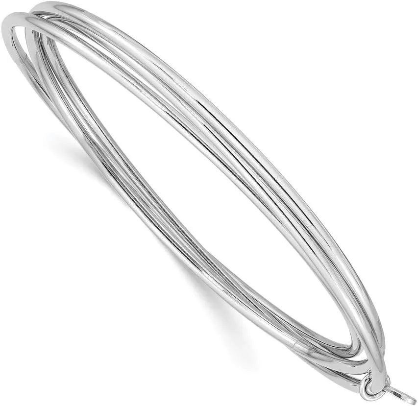 925 Sterling Silver Intertwined Bangle Cuff Bracelet (Width = 7mm)