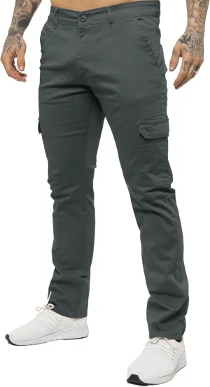 989Z ENZO Mens Cargo Combat Trousers Pants Cotton Casual Slim Fit Stretch Chinos