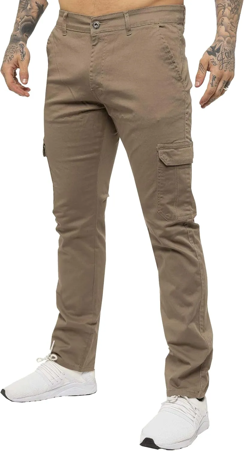 989Z ENZO Mens Cargo Combat Trousers Pants Cotton Casual Slim Fit Stretch Chinos
