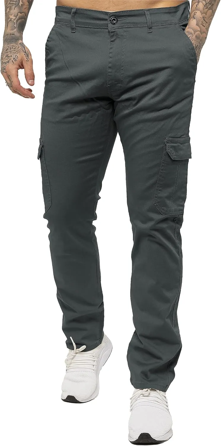 989Z ENZO Mens Cargo Combat Trousers Pants Cotton Casual Slim Fit Stretch Chinos