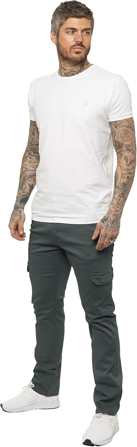 989Z ENZO Mens Cargo Combat Trousers Pants Cotton Casual Slim Fit Stretch Chinos