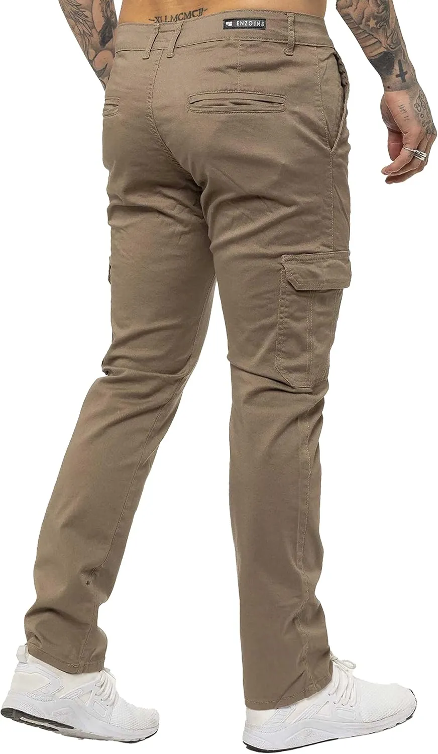 989Z ENZO Mens Cargo Combat Trousers Pants Cotton Casual Slim Fit Stretch Chinos