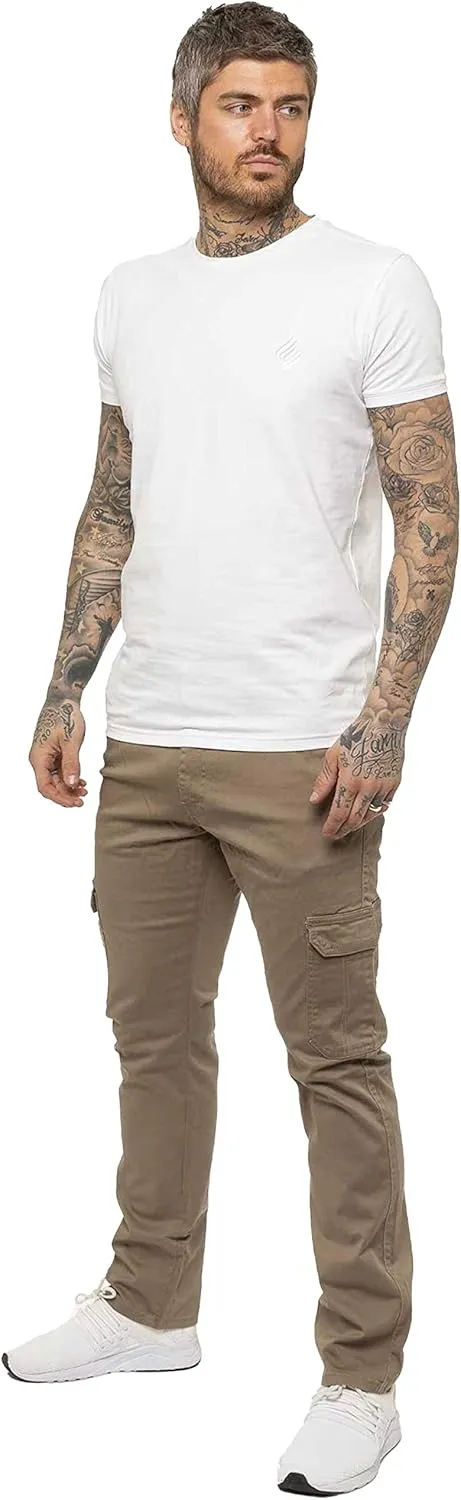 989Z ENZO Mens Cargo Combat Trousers Pants Cotton Casual Slim Fit Stretch Chinos