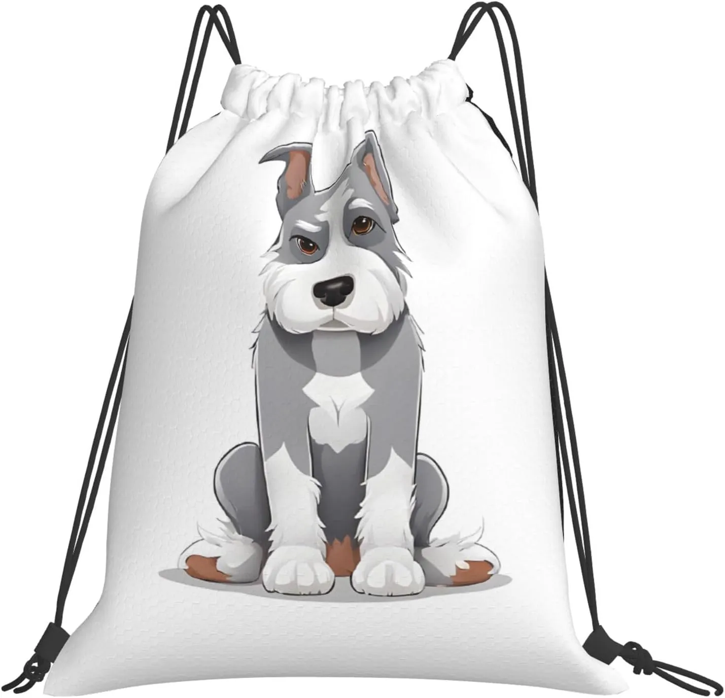 (Adorable Schnauzer) Drawstring Backpack Drawstring Gym Bag Foldable Water Drawstring Bags Draw String Back Bag For Shopping Sport Yoga Travel, Swimming, Beach