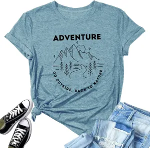 Adventure Shirts Sunrise Camping Hiking Activewear Road Trip Nature Cactus Workout Tee Top