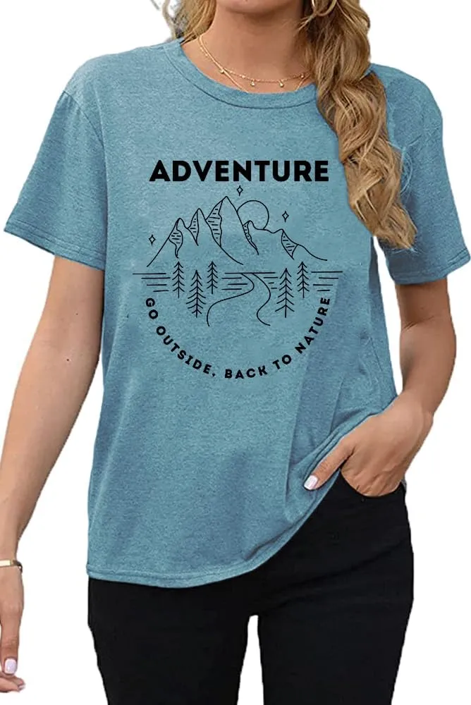 Adventure Shirts Sunrise Camping Hiking Activewear Road Trip Nature Cactus Workout Tee Top