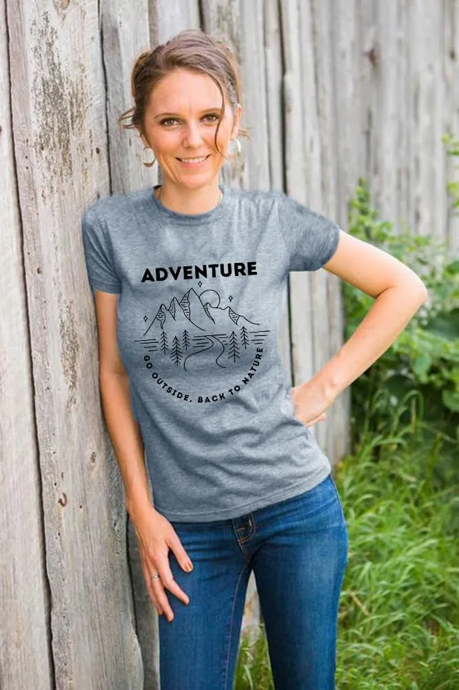Adventure Shirts Sunrise Camping Hiking Activewear Road Trip Nature Cactus Workout Tee Top