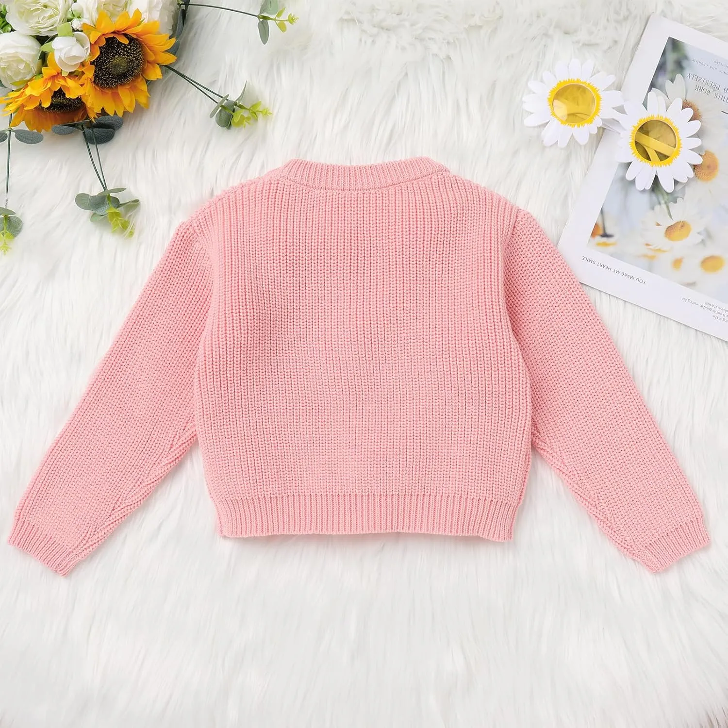 AFAVOM Baby Girls First Birthday Knit Sweater Winter Fall Clothes One Year Birthday Outfit Cake Smash Top Pullover Sweatshirt