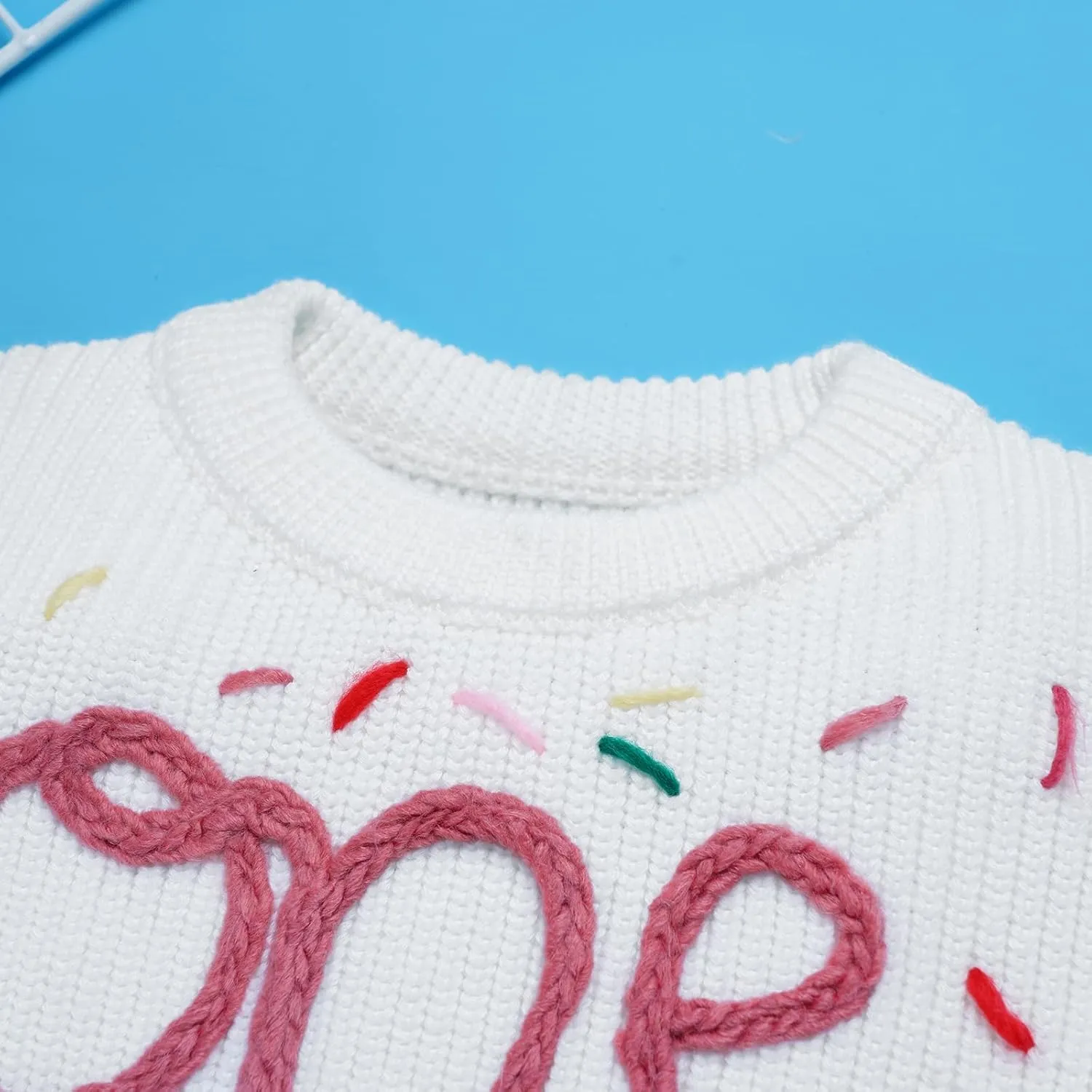 AFAVOM Baby Girls First Birthday Knit Sweater Winter Fall Clothes One Year Birthday Outfit Cake Smash Top Pullover Sweatshirt