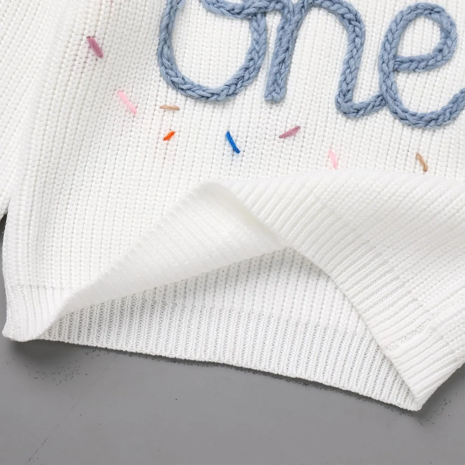 AFAVOM Baby Girls First Birthday Knit Sweater Winter Fall Clothes One Year Birthday Outfit Cake Smash Top Pullover Sweatshirt