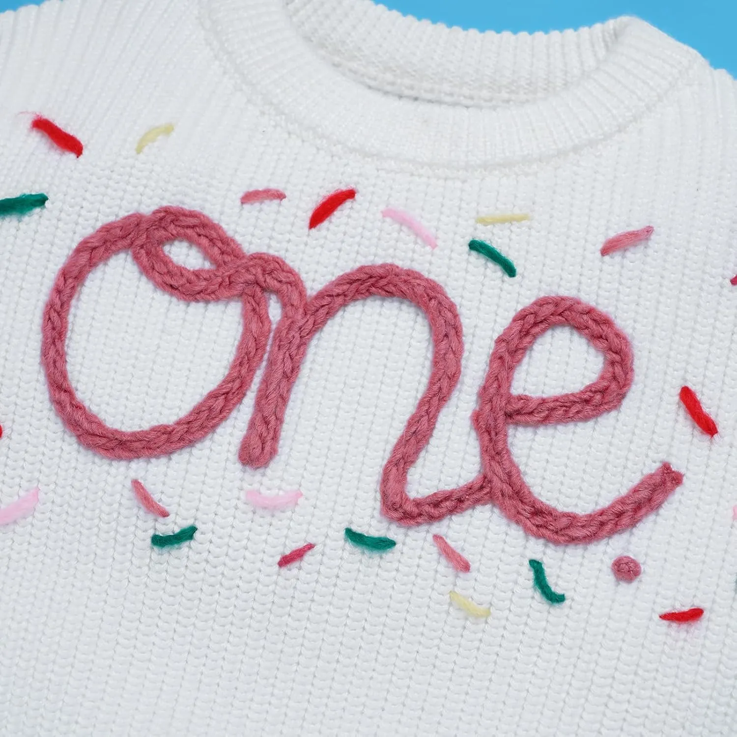AFAVOM Baby Girls First Birthday Knit Sweater Winter Fall Clothes One Year Birthday Outfit Cake Smash Top Pullover Sweatshirt