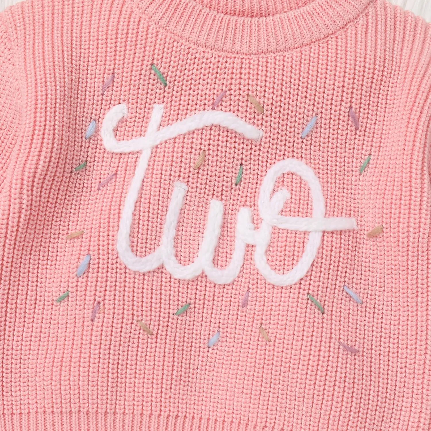 AFAVOM Baby Girls First Birthday Knit Sweater Winter Fall Clothes One Year Birthday Outfit Cake Smash Top Pullover Sweatshirt