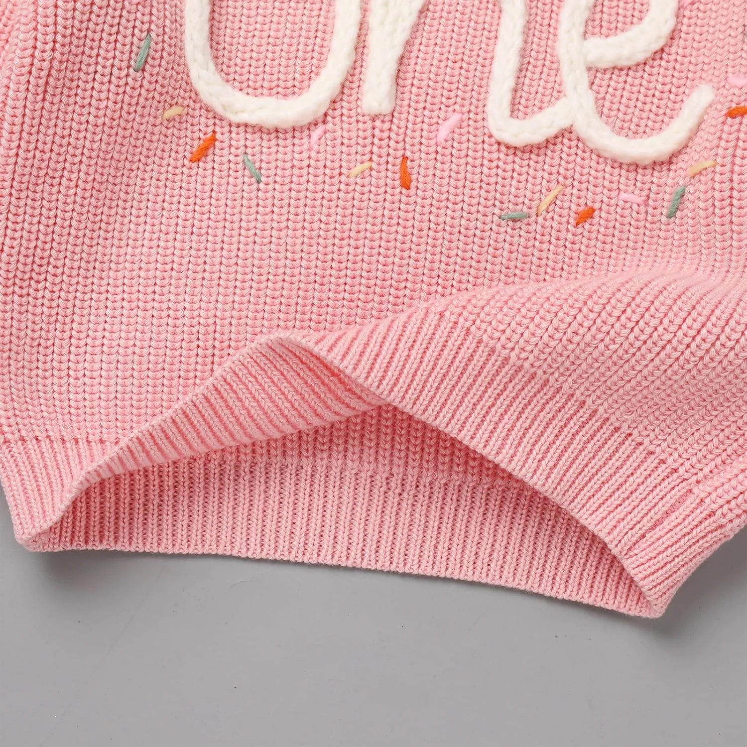 AFAVOM Baby Girls First Birthday Knit Sweater Winter Fall Clothes One Year Birthday Outfit Cake Smash Top Pullover Sweatshirt