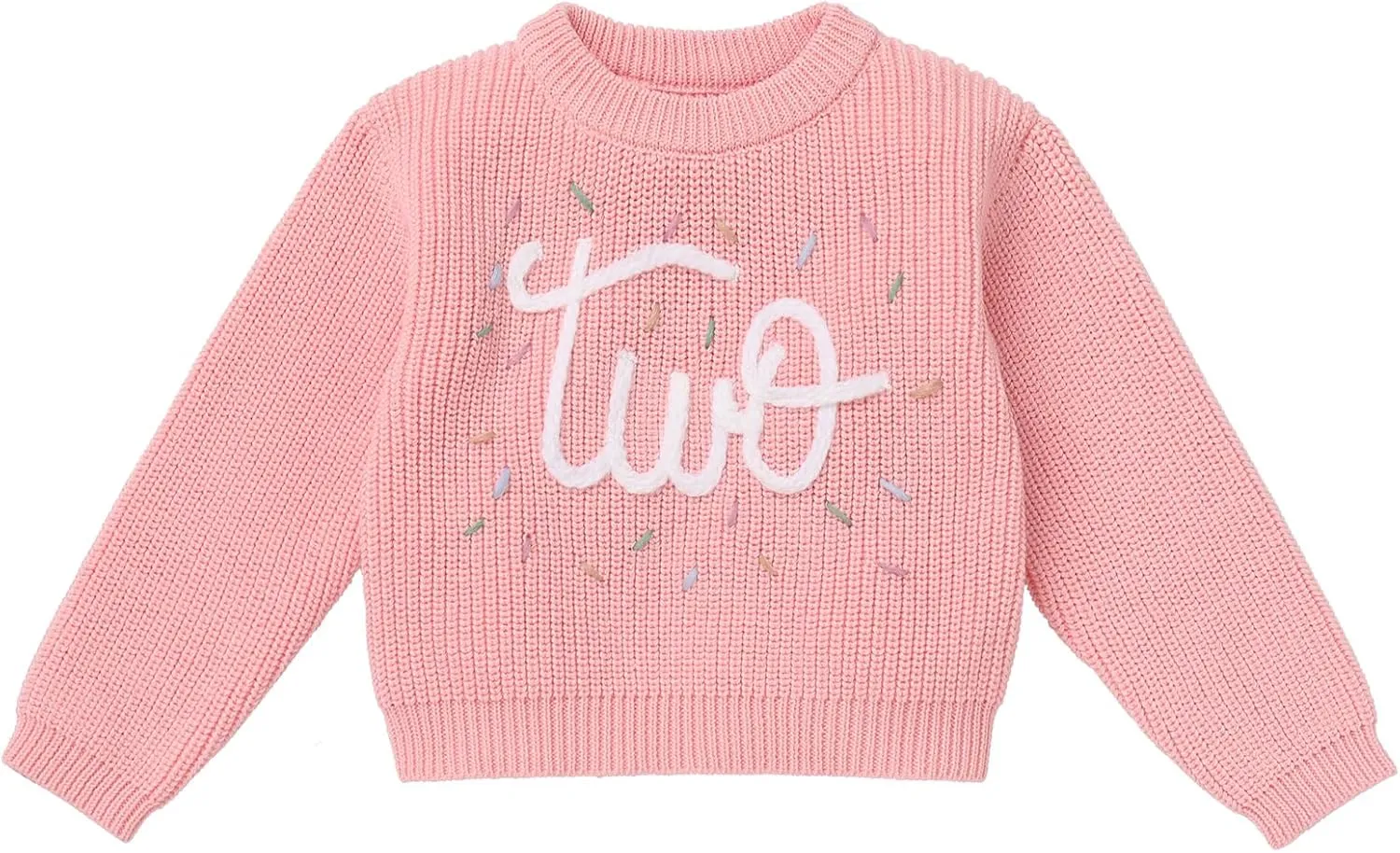 AFAVOM Baby Girls First Birthday Knit Sweater Winter Fall Clothes One Year Birthday Outfit Cake Smash Top Pullover Sweatshirt