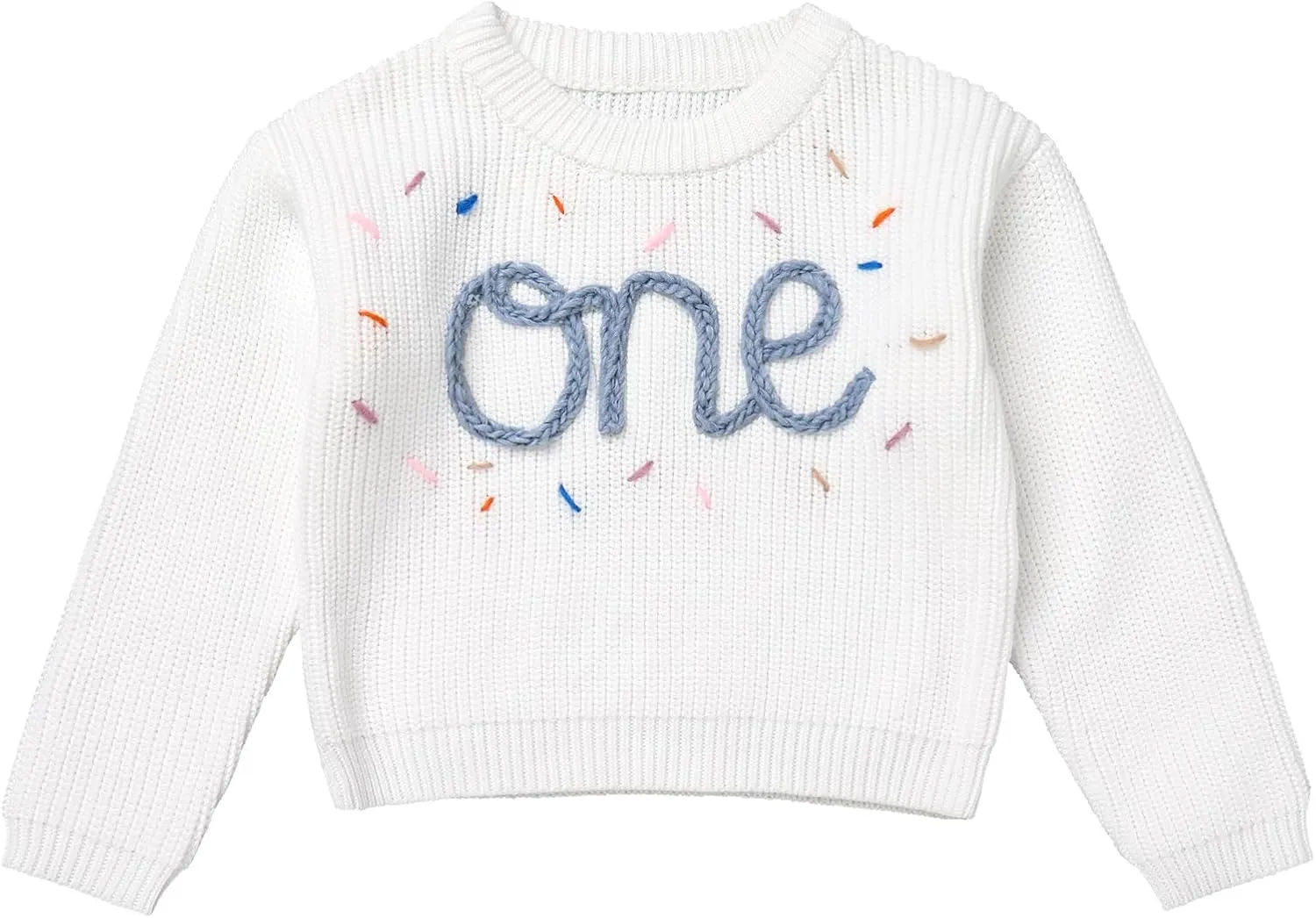 AFAVOM Baby Girls First Birthday Knit Sweater Winter Fall Clothes One Year Birthday Outfit Cake Smash Top Pullover Sweatshirt