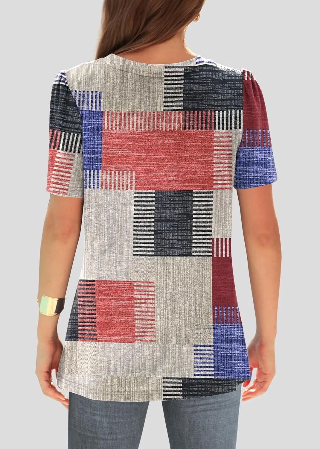 Agnes Urban Womens Tops Dressy Casual Short Sleeve Shirts Summer Loose T Shirts Trendy Tops Pleated Tunic Blouses
