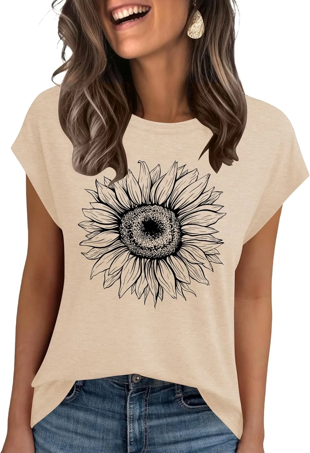 AKEWEI Womens Vintage Flower Print T Shirt Funny Cute Animal Graphic Tees Tops Loose Casual Outdoor Shirt