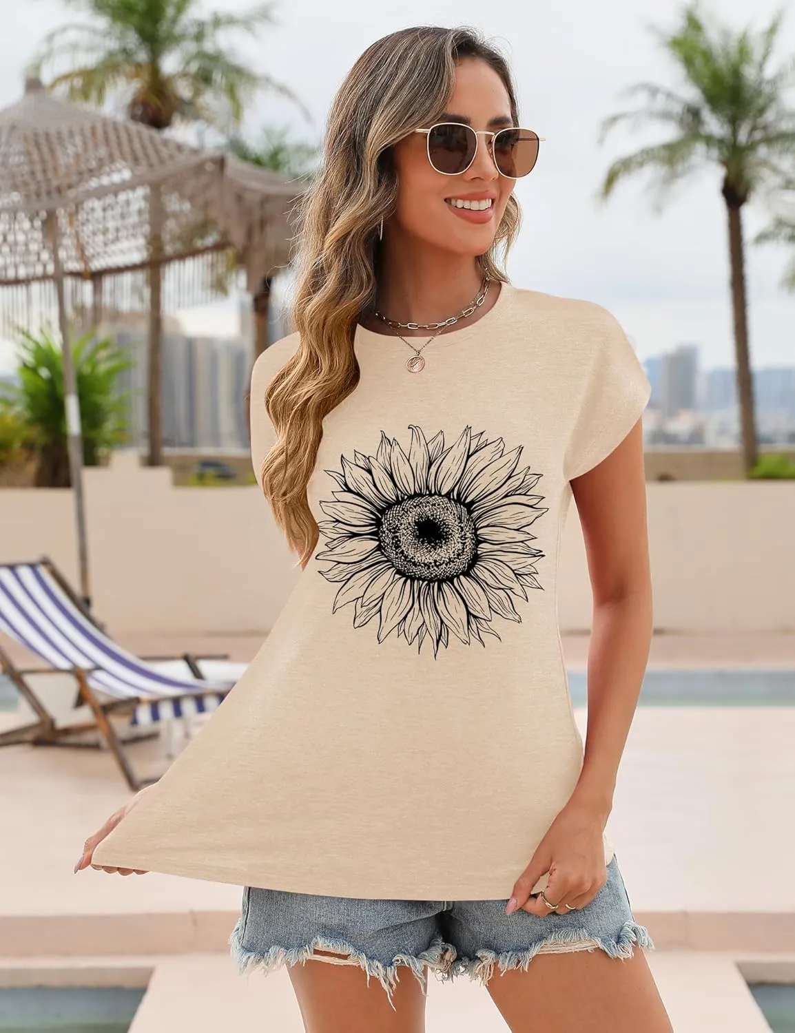 AKEWEI Womens Vintage Flower Print T Shirt Funny Cute Animal Graphic Tees Tops Loose Casual Outdoor Shirt