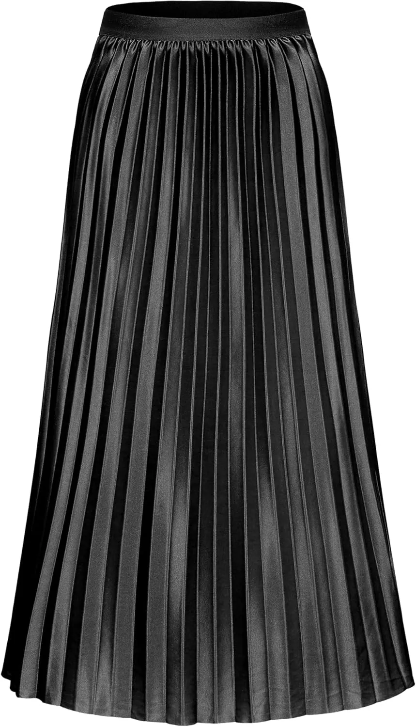 ALCEA ROSEA Women's Pleated Midi Skirt High Waist Knitted Solid Casual Skirt 7855