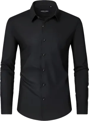 Alimens & Gentle Mens Dress Shirts Long Sleeve Wrinkle-Free Formal Shirts Wedding Dating Business Casual Button Down Shirt