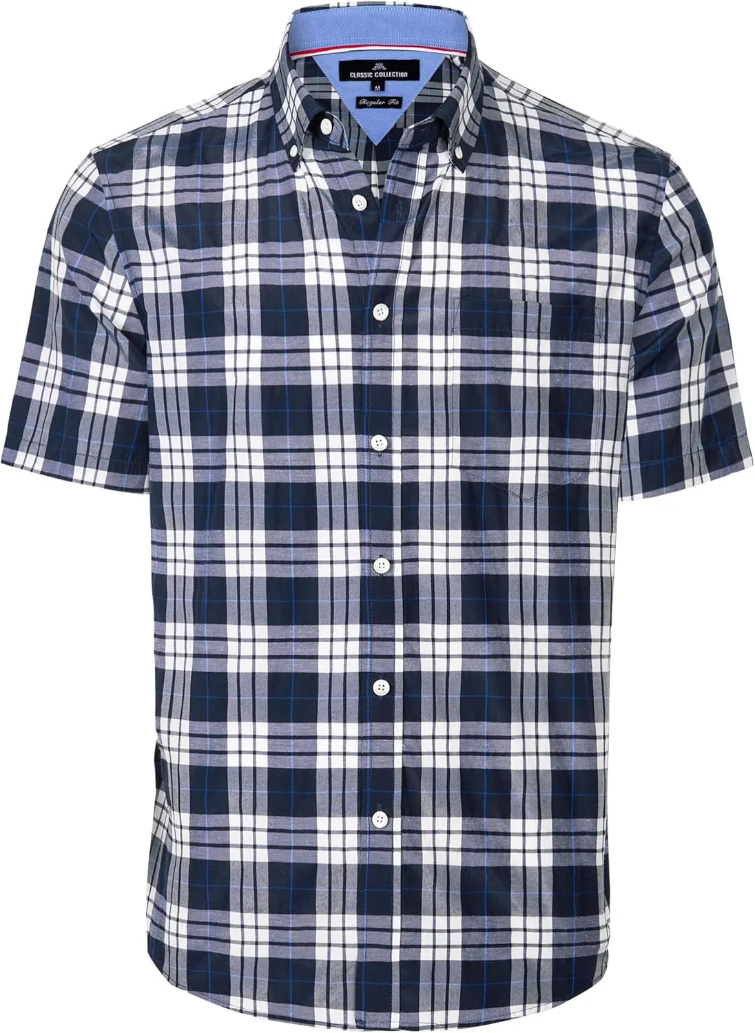 Alimens & Gentle Mens Plaid Short Sleeve Button Down Shirts Cotton Regular Fit Casual Gingham Shirts