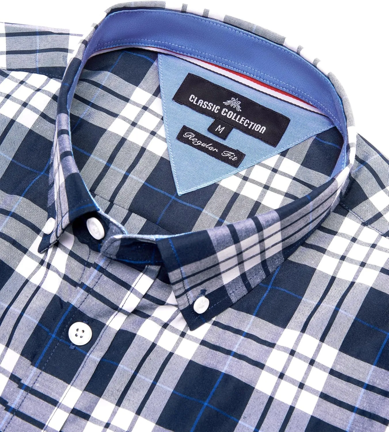 Alimens & Gentle Mens Plaid Short Sleeve Button Down Shirts Cotton Regular Fit Casual Gingham Shirts