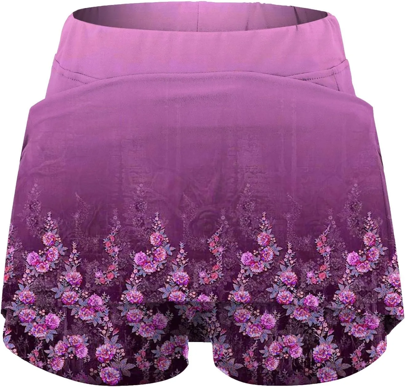 AMDBEL Womens Skorts Dressy Casual,Athletic Skorts for Women Shorts Fashion Floral Printed Stretchy Tummy Control Skorts