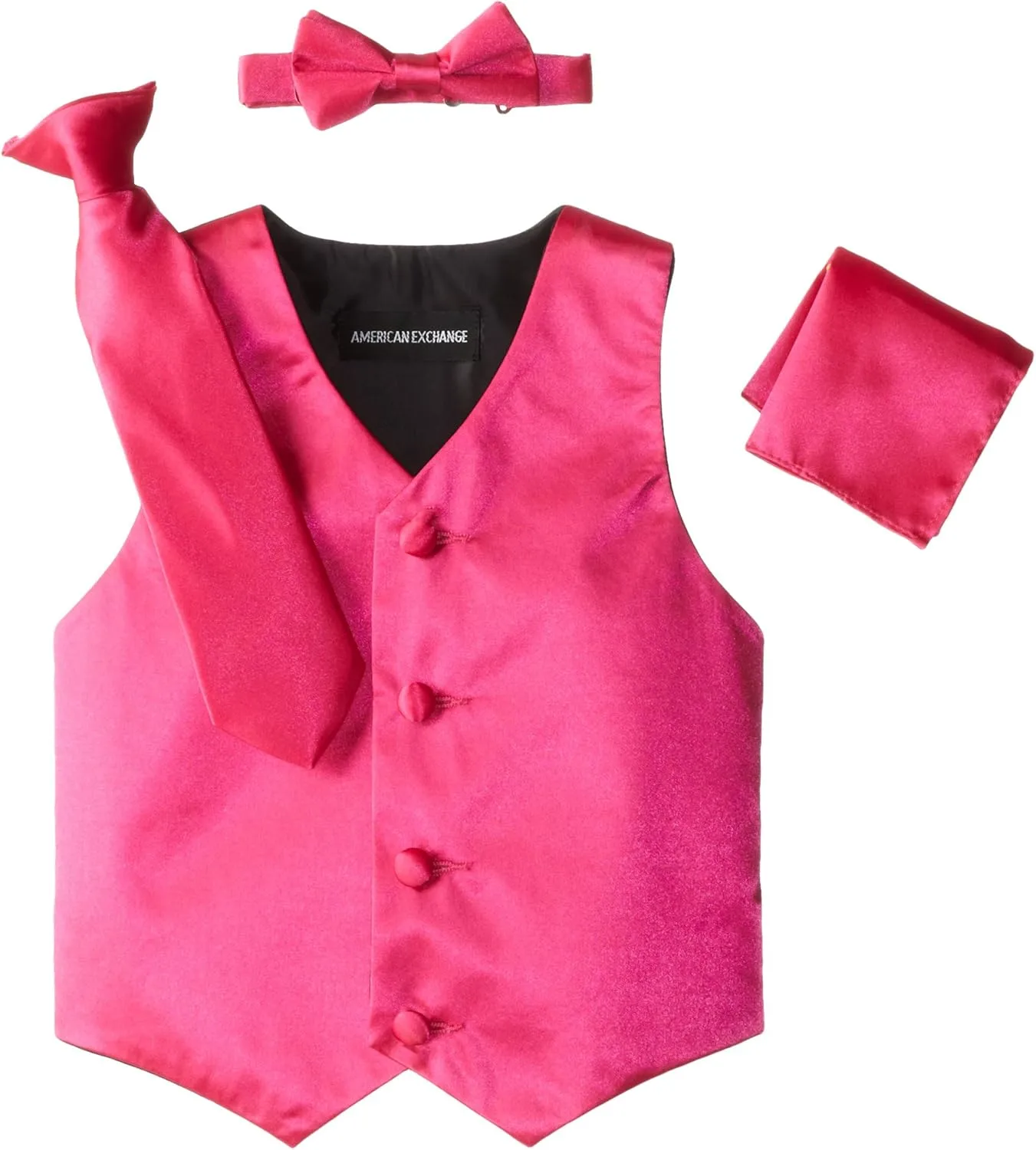 American Exchange Boys' Satin 4 Piece Vest Set