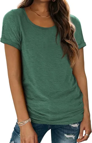 ATHMILE T Shirts Short Sleeve Scoop Neck Tees for Women Fashion Tops Trendy Casual Summer Outfits Clothes 2025