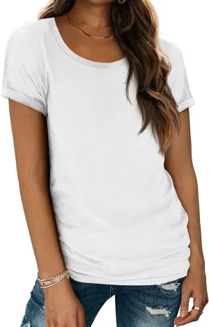ATHMILE T Shirts Short Sleeve Scoop Neck Tees for Women Fashion Tops Trendy Casual Summer Outfits Clothes 2025