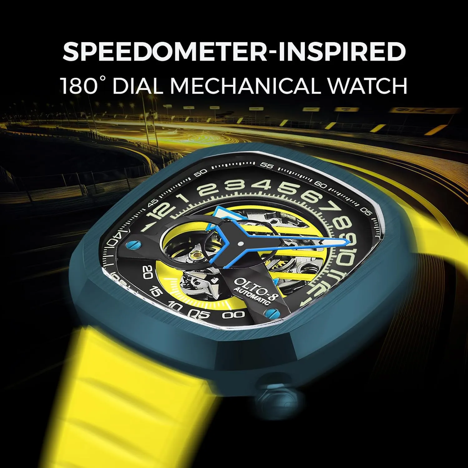 Automatic Luxury Skeleton Watch, Infinity II RPM-Style Stainless Steel 50 Meters Waterproof with Silicone Strap Wrist Watch Accessories, Sapphire Crystal Mirror Gifts for Men and Women