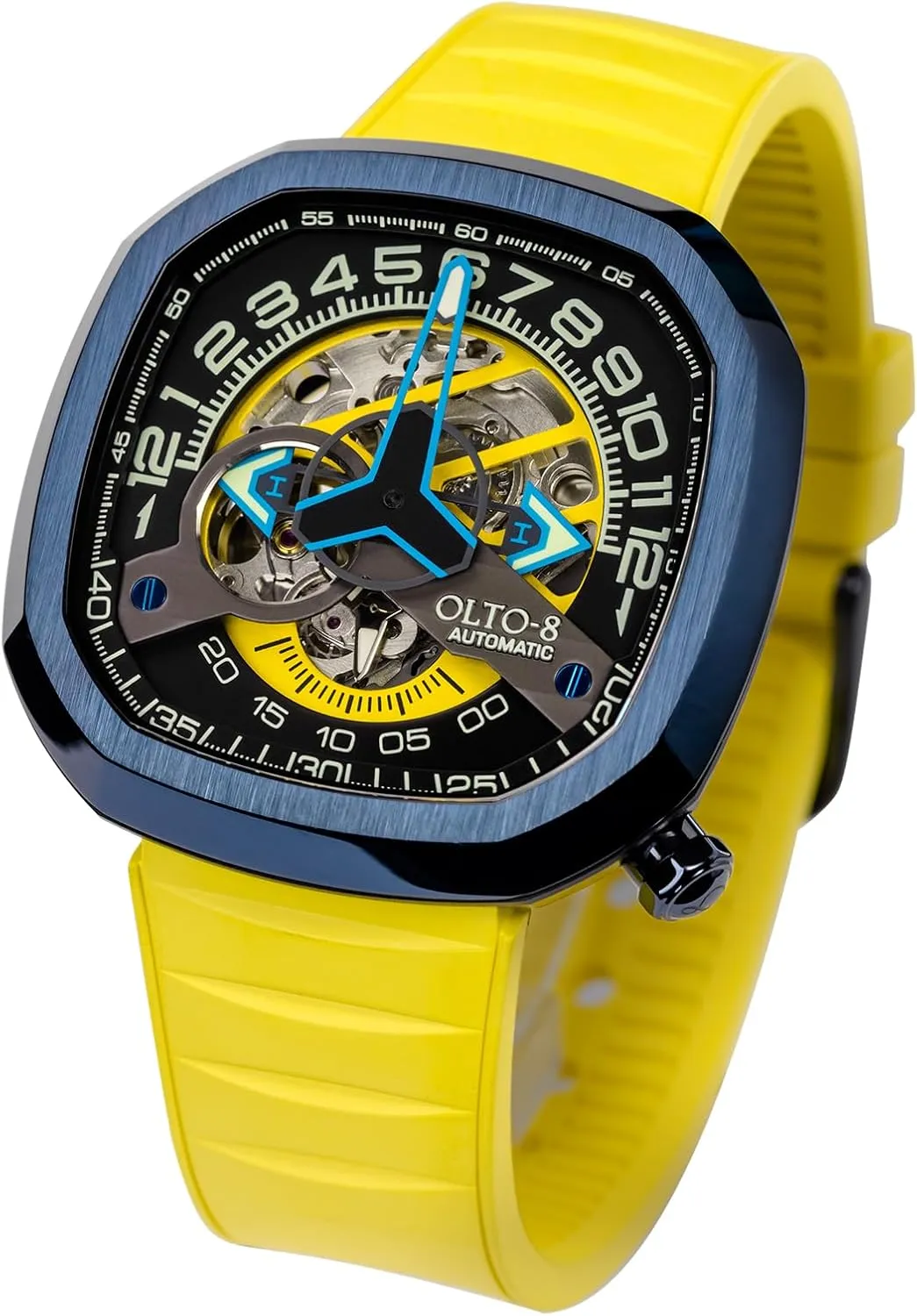 Automatic Luxury Skeleton Watch, Infinity II RPM-Style Stainless Steel 50 Meters Waterproof with Silicone Strap Wrist Watch Accessories, Sapphire Crystal Mirror Gifts for Men and Women