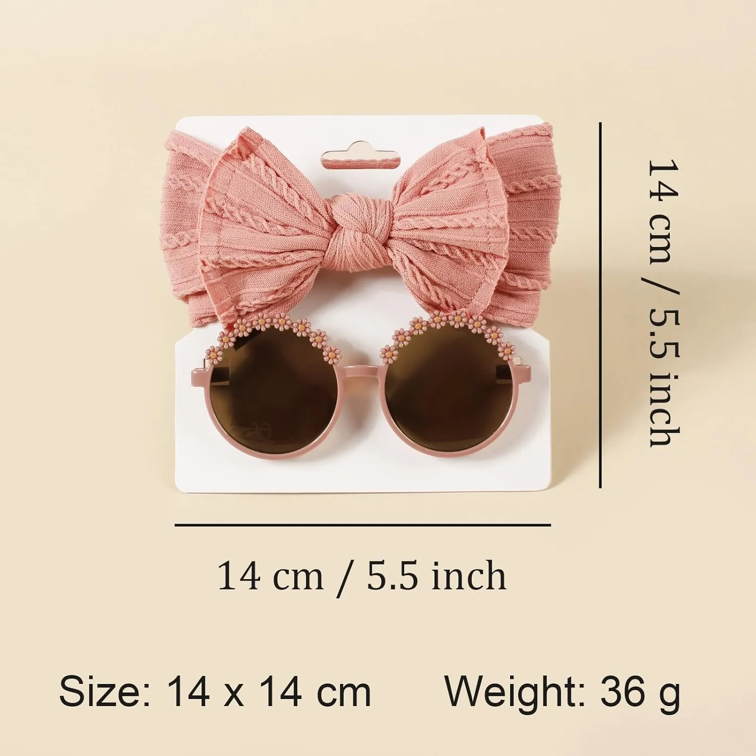 Baby Girls Nylon Bows Headband and Sunglasses Set Cute Hair Bow Headwrap Kid Daisy Flower Sunglasses Party Shower Hair Accessories for Newborn Toddler Infant (Rose pink, Standard)