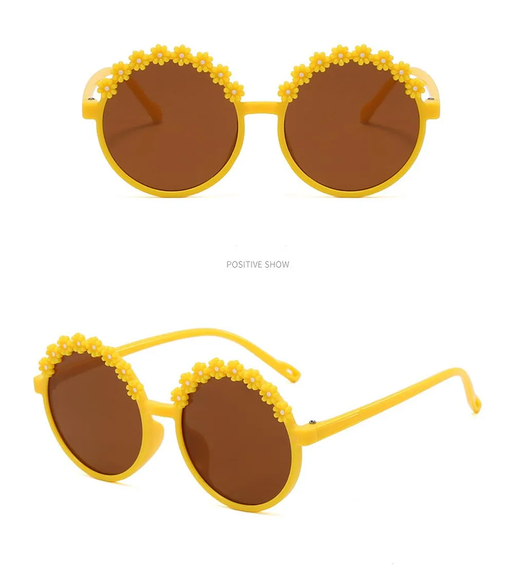 Baby Girls Nylon Bows Headband and Sunglasses Set Cute Hair Bow Headwrap Kid Daisy Flower Sunglasses Party Shower Hair Accessories for Newborn Toddler Infant (Yellow, Standard)
