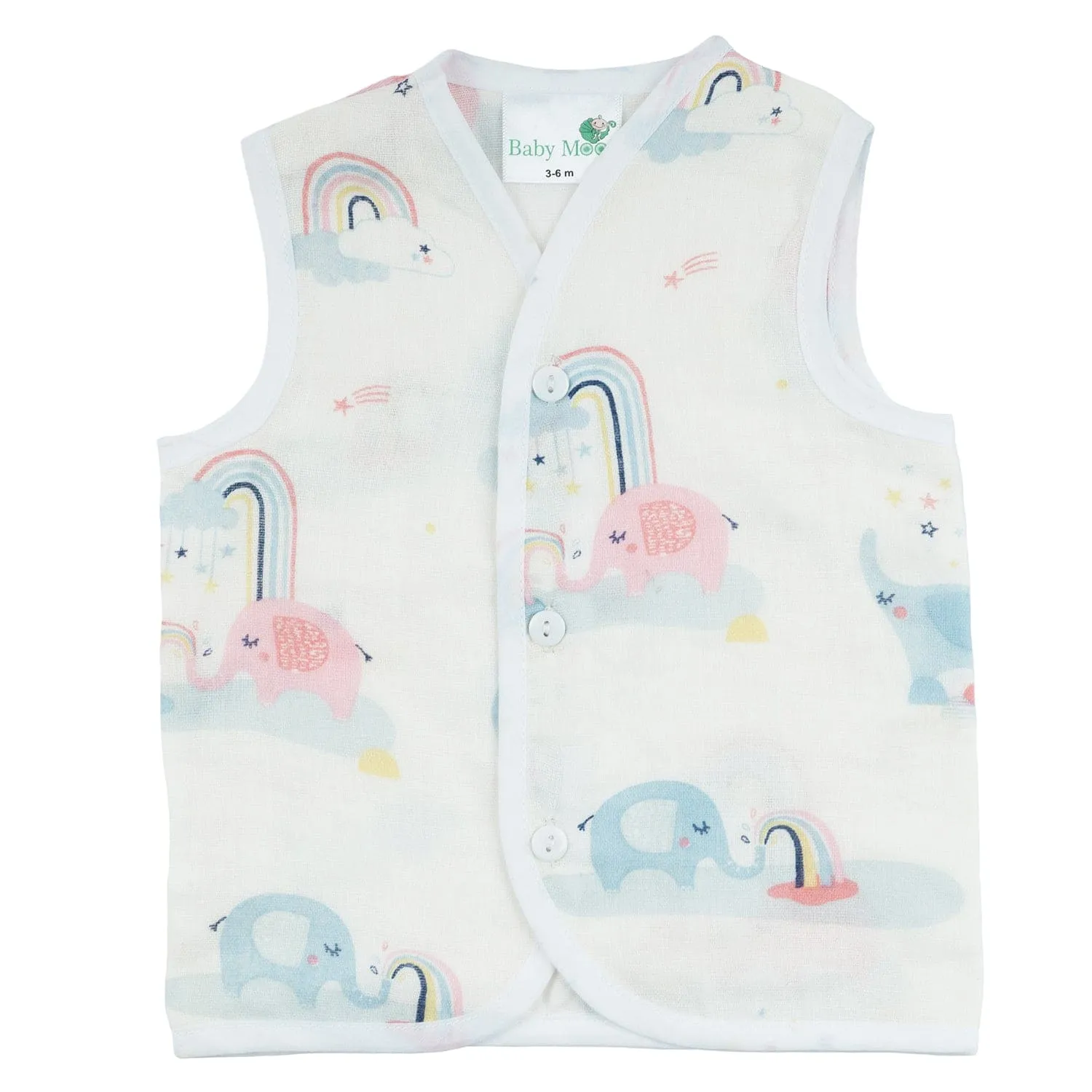 Baby Moo Adorable Animal Print Infant Essentials 10 Pcs Muslin Clothing Gift Set - Multicolour